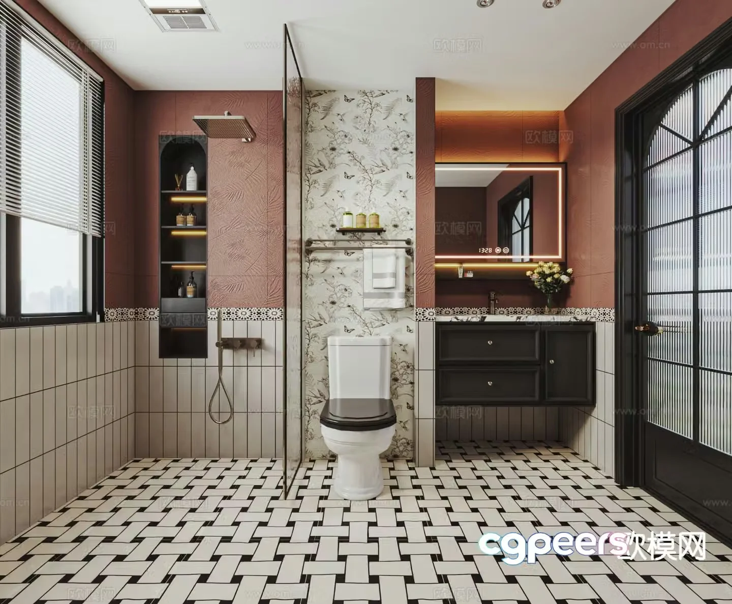 French retro bathroom bathroom 3d model