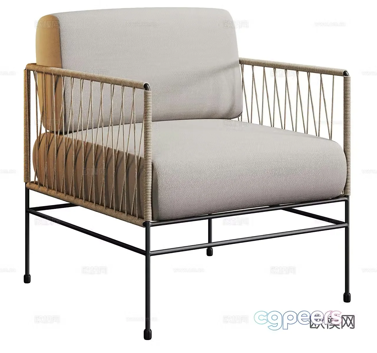 Rattan leisure chair Rattan single chair Rattan dining chair B&B dining chair B&B single chair B&B leisure 3D model