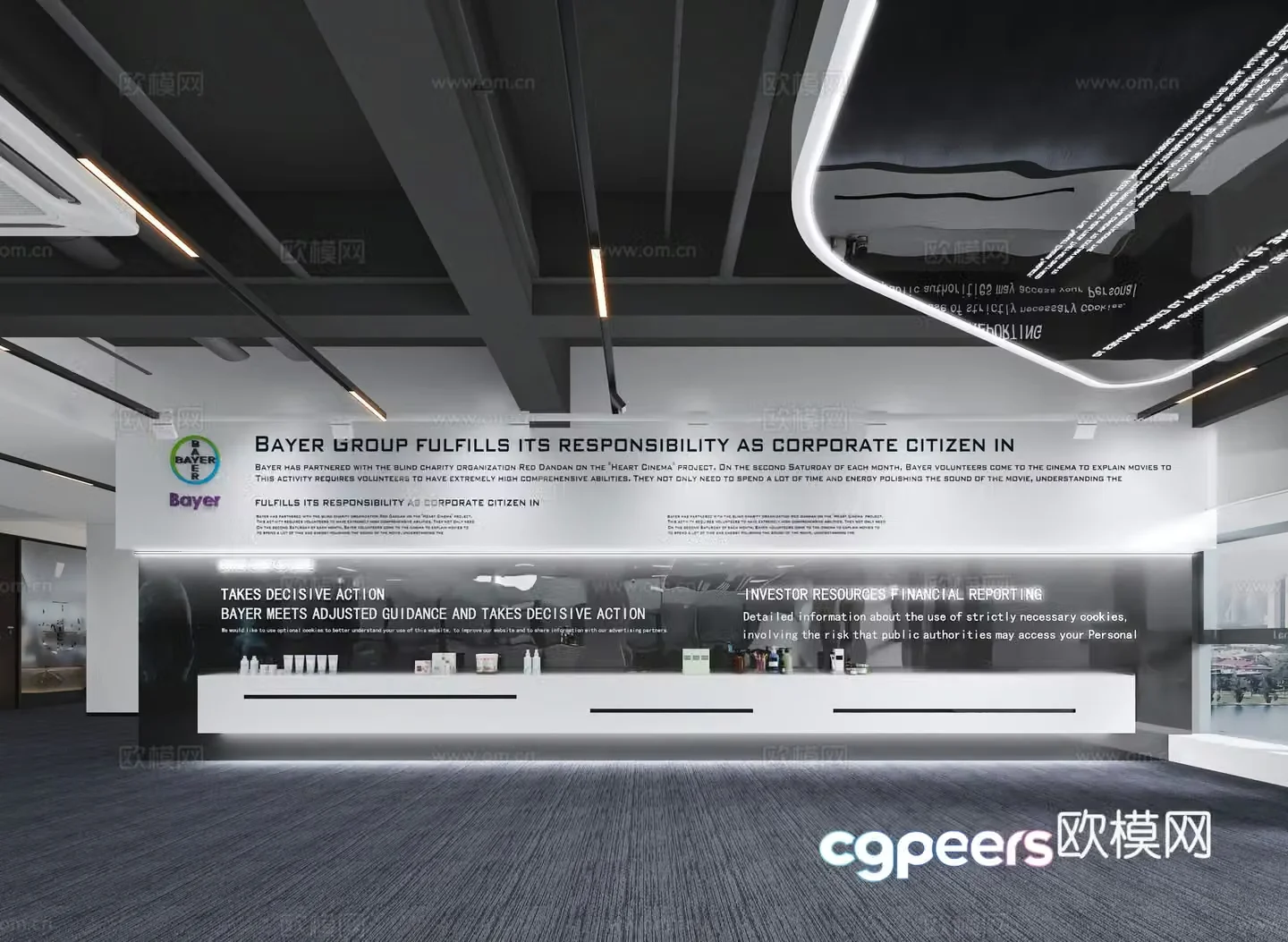 Modern tech exhibition hall 3d model