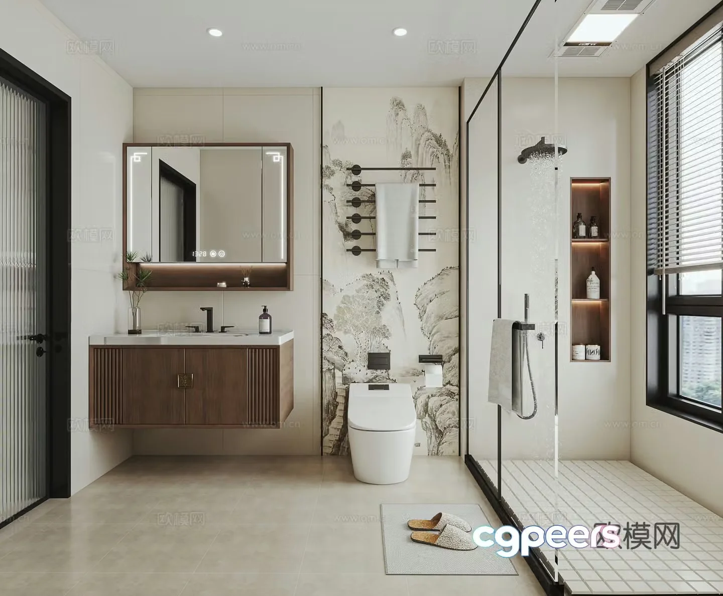 Song style bathroom New Chinese Song style aesthetic bathroom 3D model