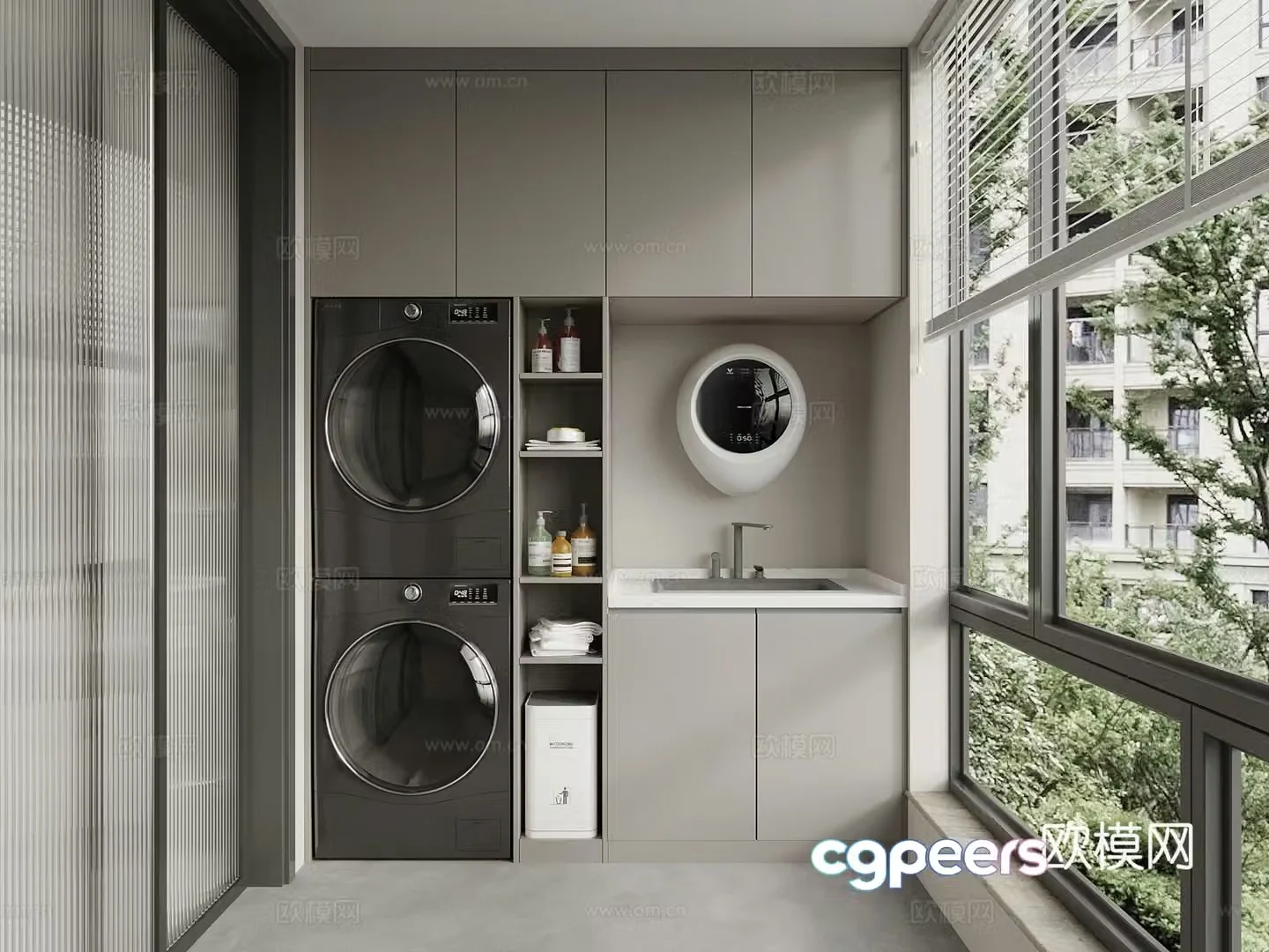Modern balcony balcony washing machine cabinet 3d model