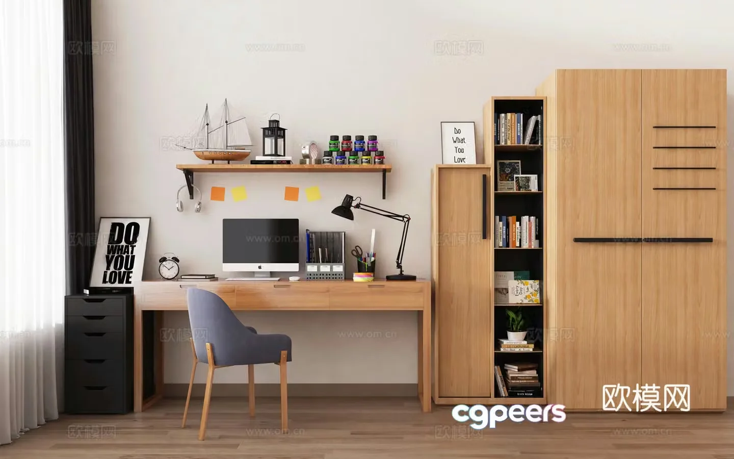 Log desk and chair 3d model