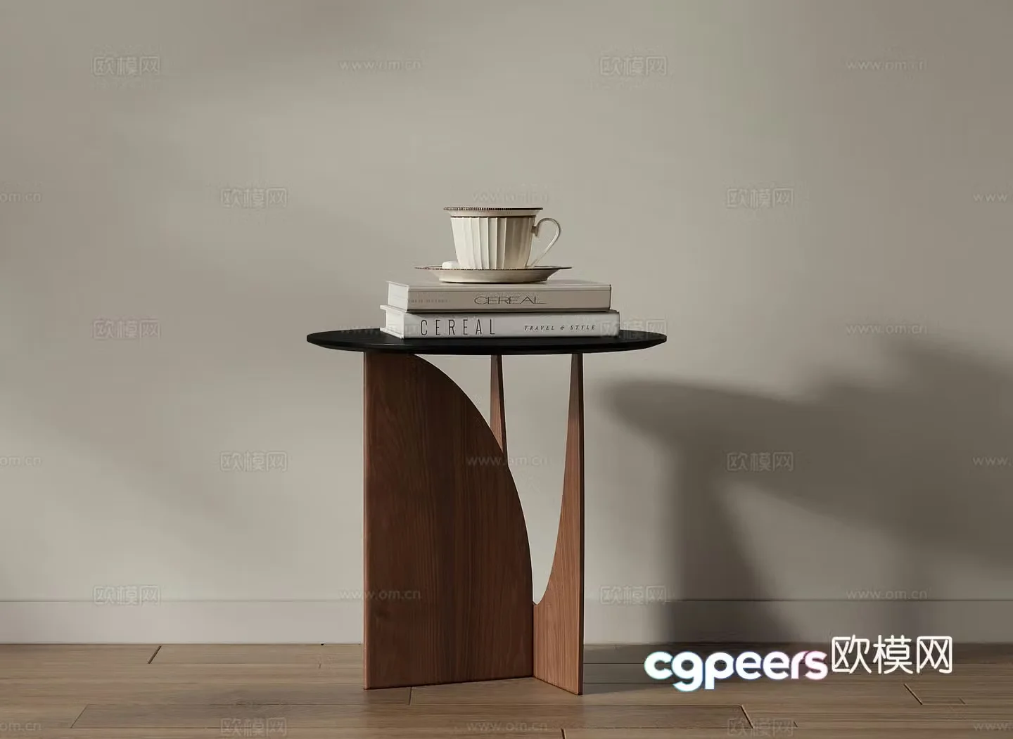 Medieval style round table and side table 3D model