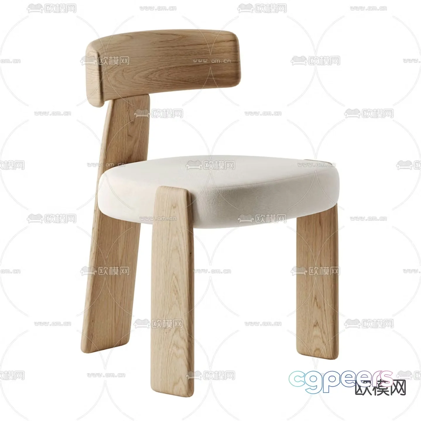wooden chair dining chair 3d model