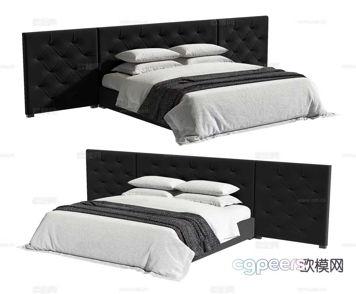 RH modern double bed 3d model