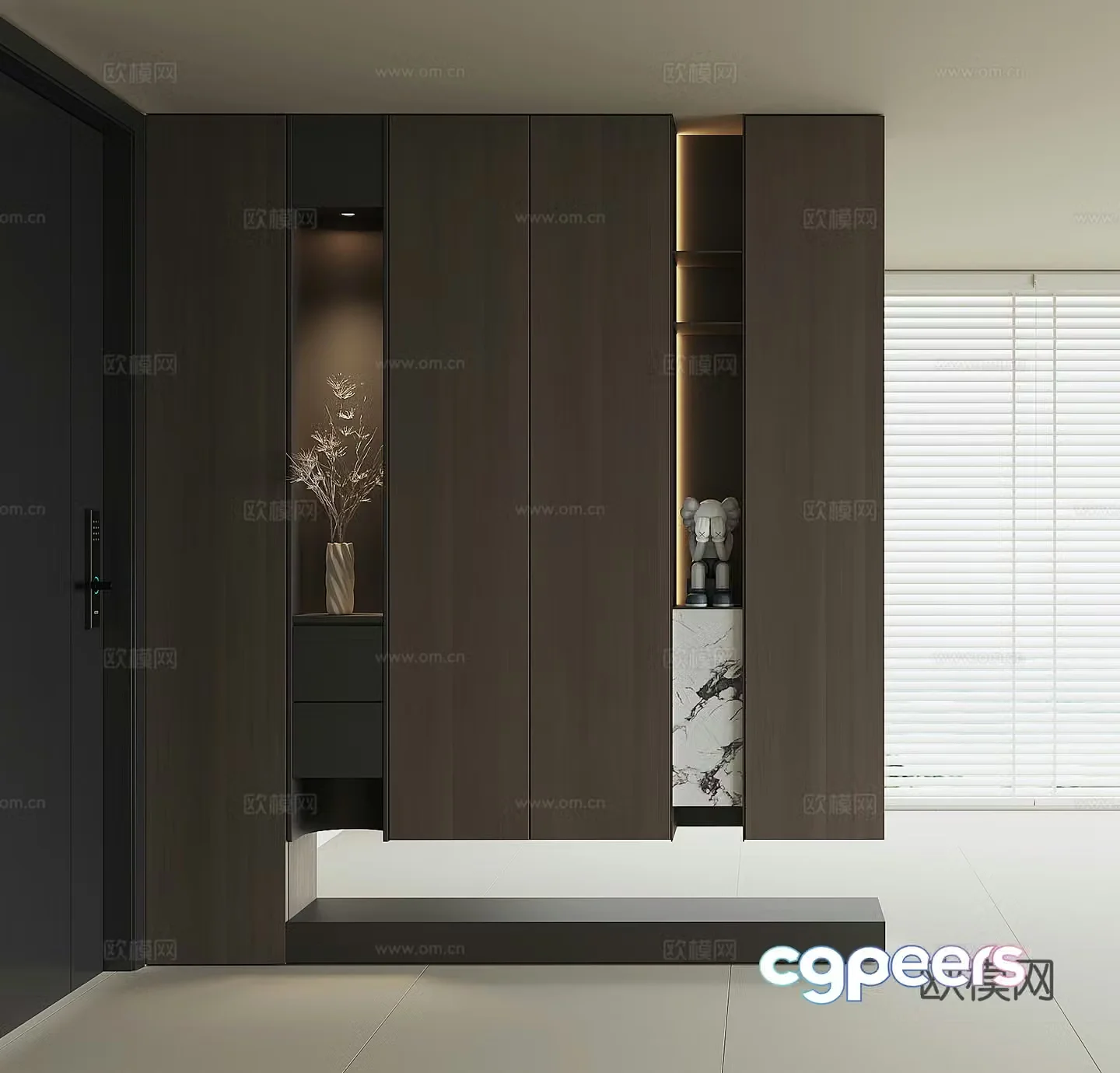 Modern home entrance shoe cabinet 3D model