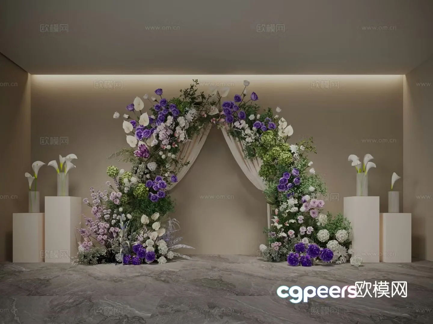 Plant pile wedding floral display hydrangea green plant 3D model
