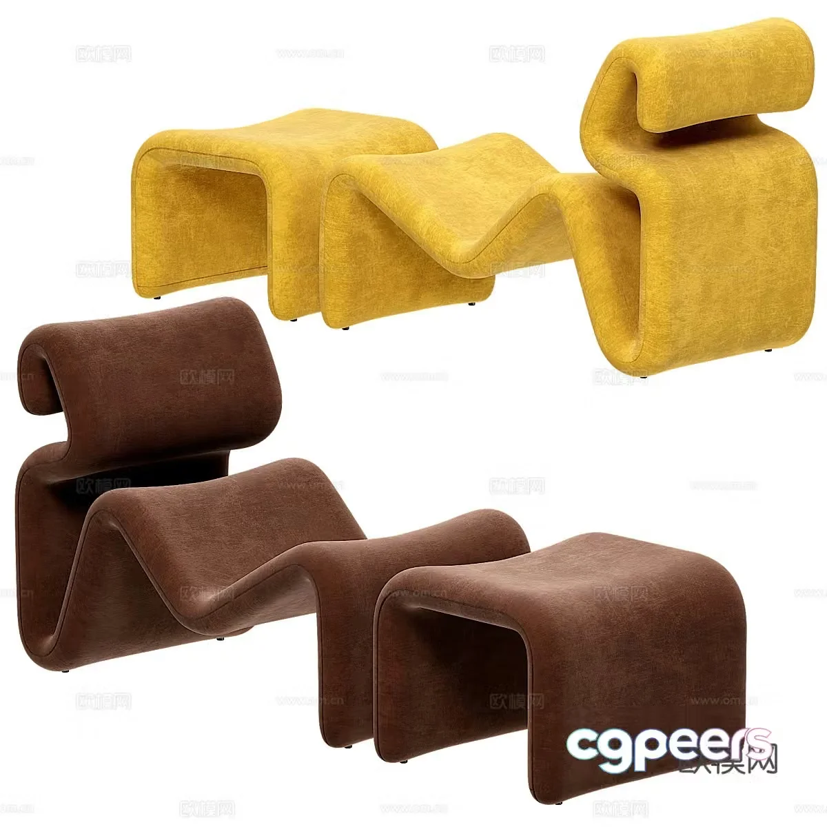 Modern Italian fabric lounge chair 3d model