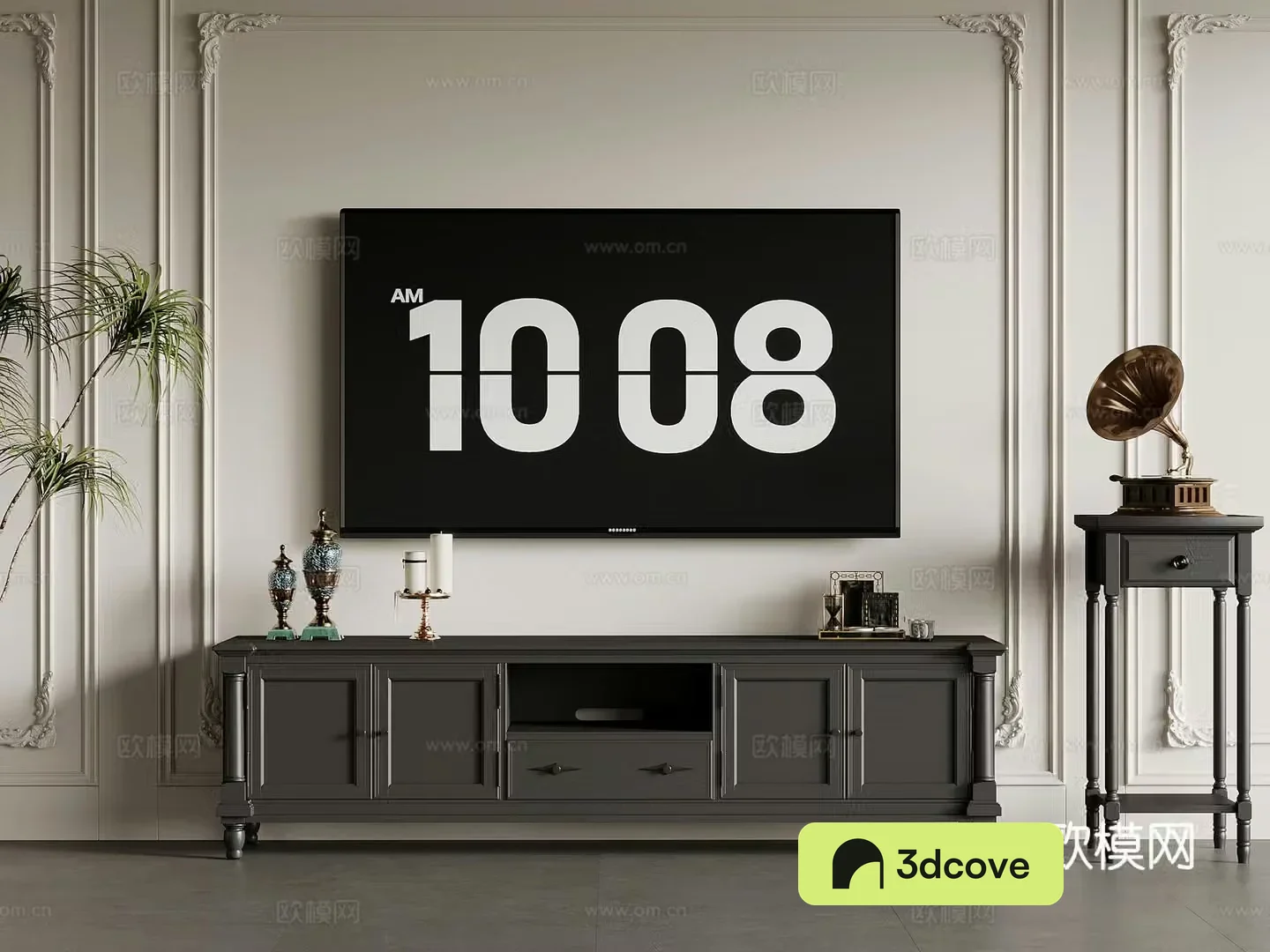 TV cabinet French TV cabinet Wall-mounted TV Decorative ornaments Gramophone