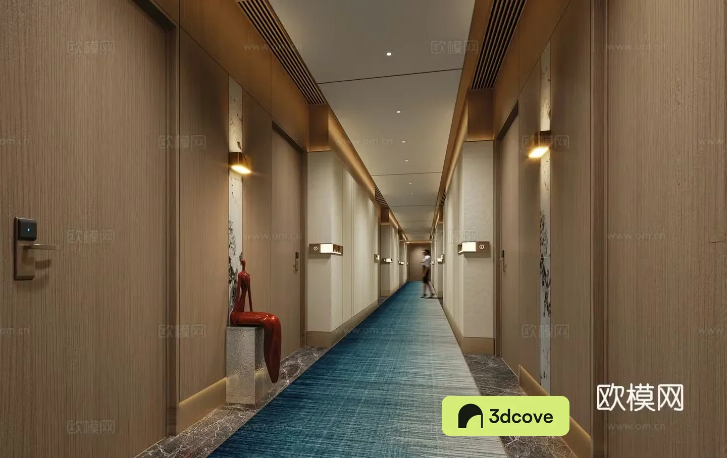 Modern hotel aisle