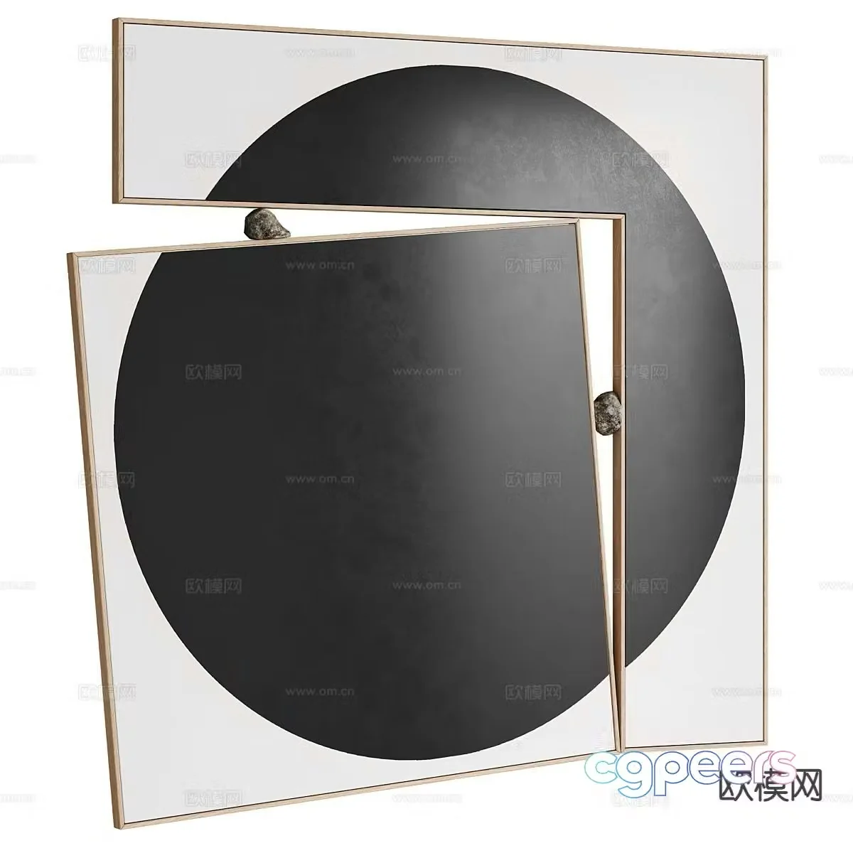 Black and white hanging painting abstract painting 3d model