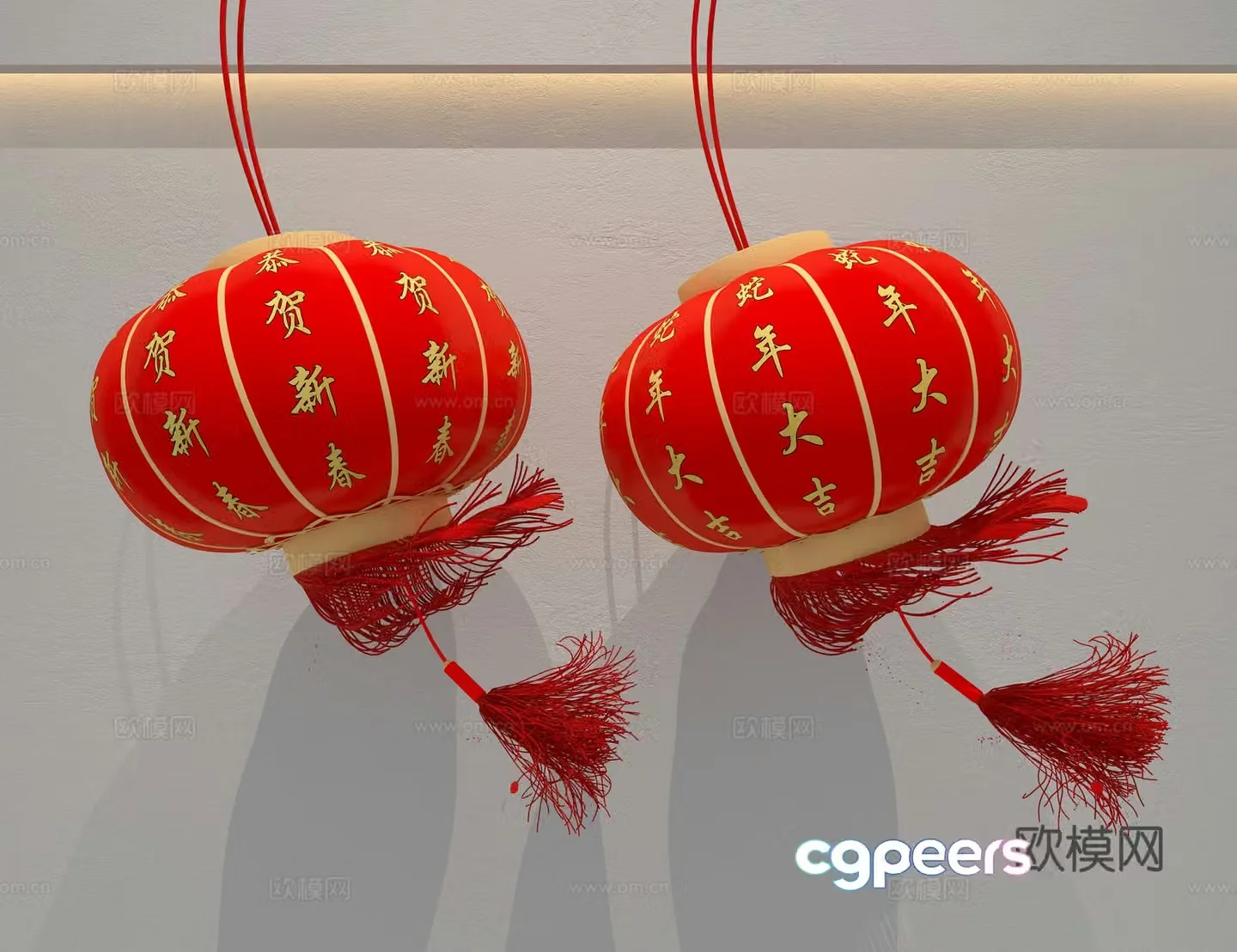 Chinese red lantern 3d model