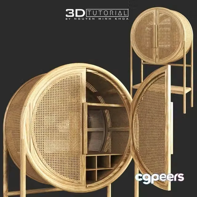 3ds Max Free – Cane Bar Cabinet