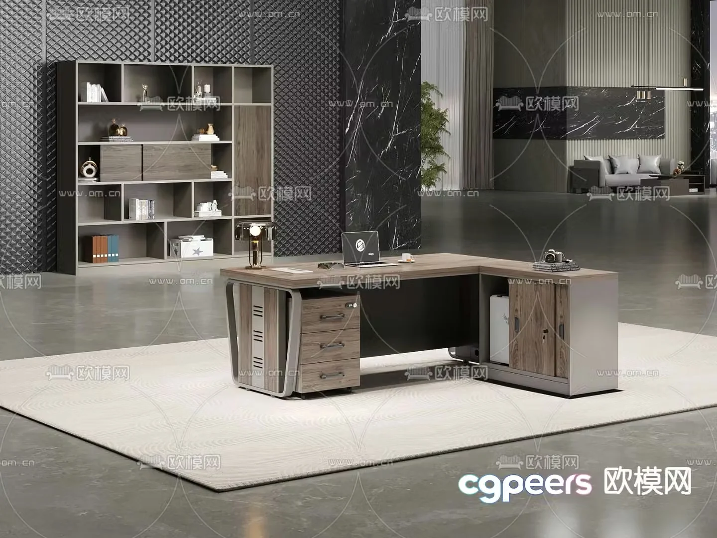 modern office desk boss desk 3d model