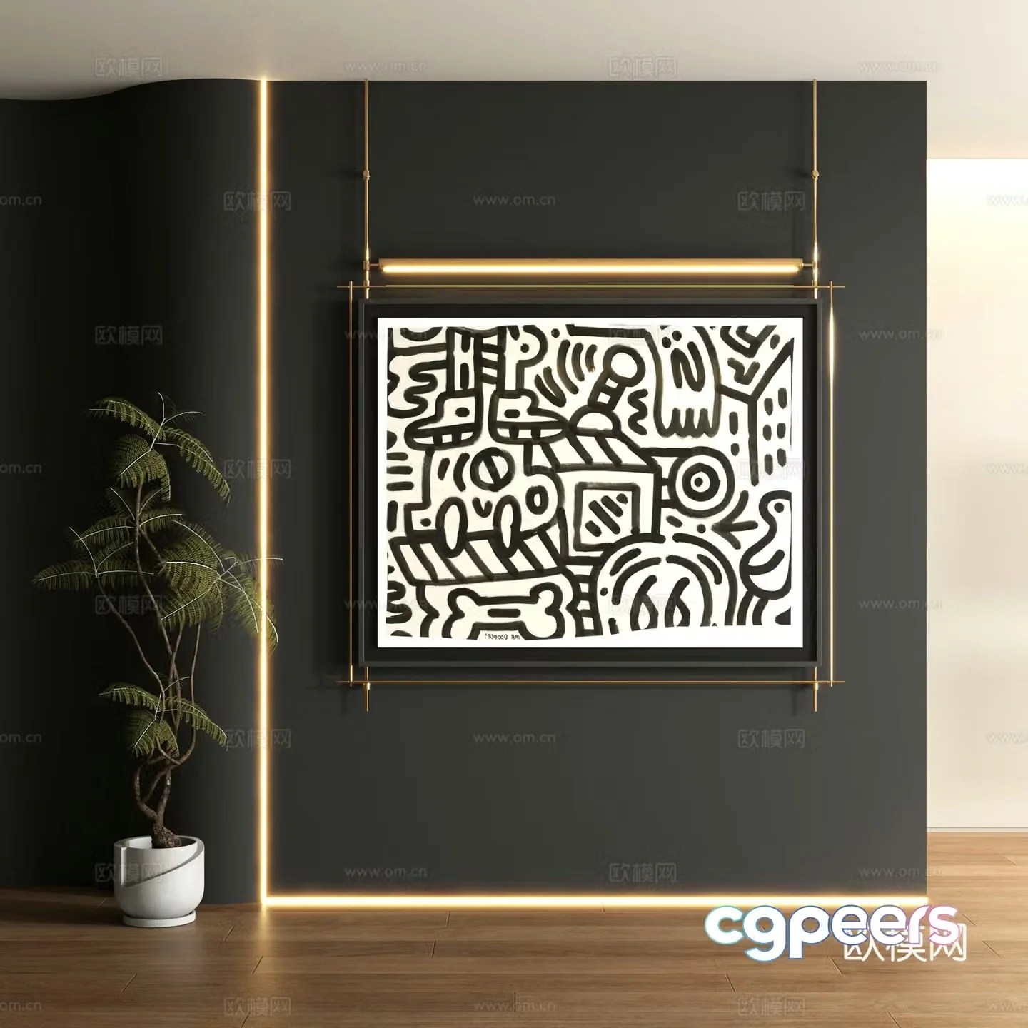 Modern graffiti decorative painting 3d model