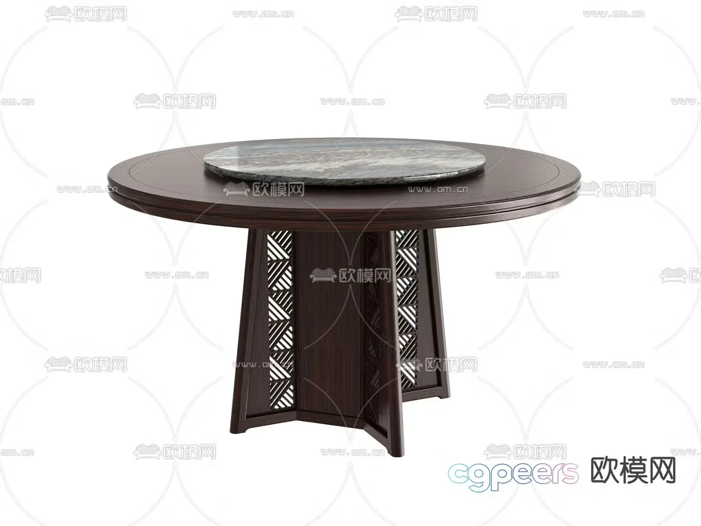 Solid wood round table dining table 3d model