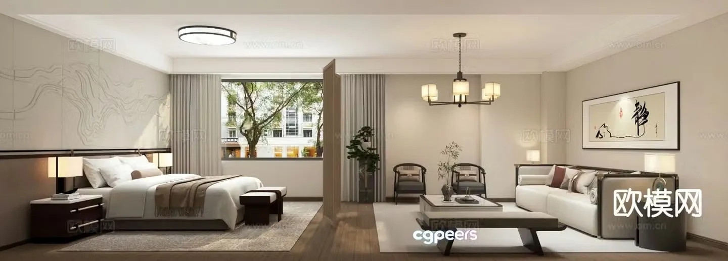 New Chinese style bedroom master bedroom 3d model