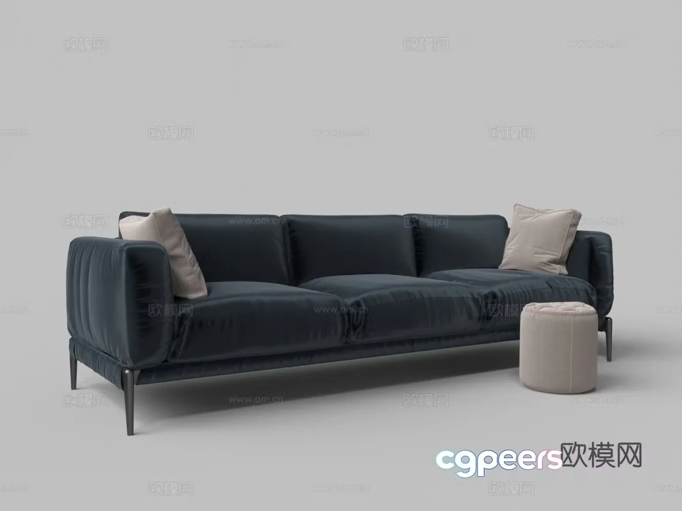 Modern fabric space cloth polyester high-leg multi-person sofa 3D model