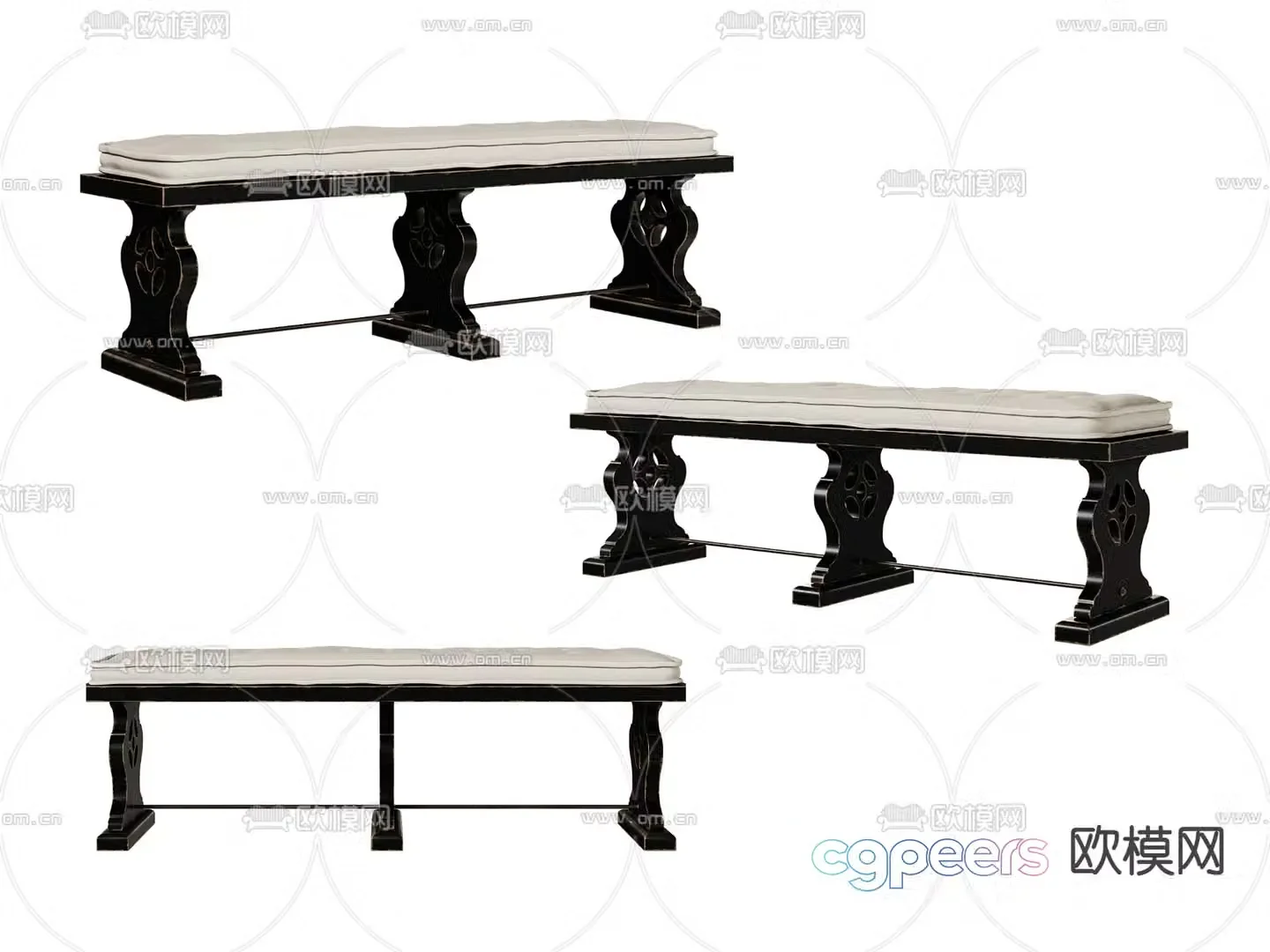 American sofa stool footrest 3d model