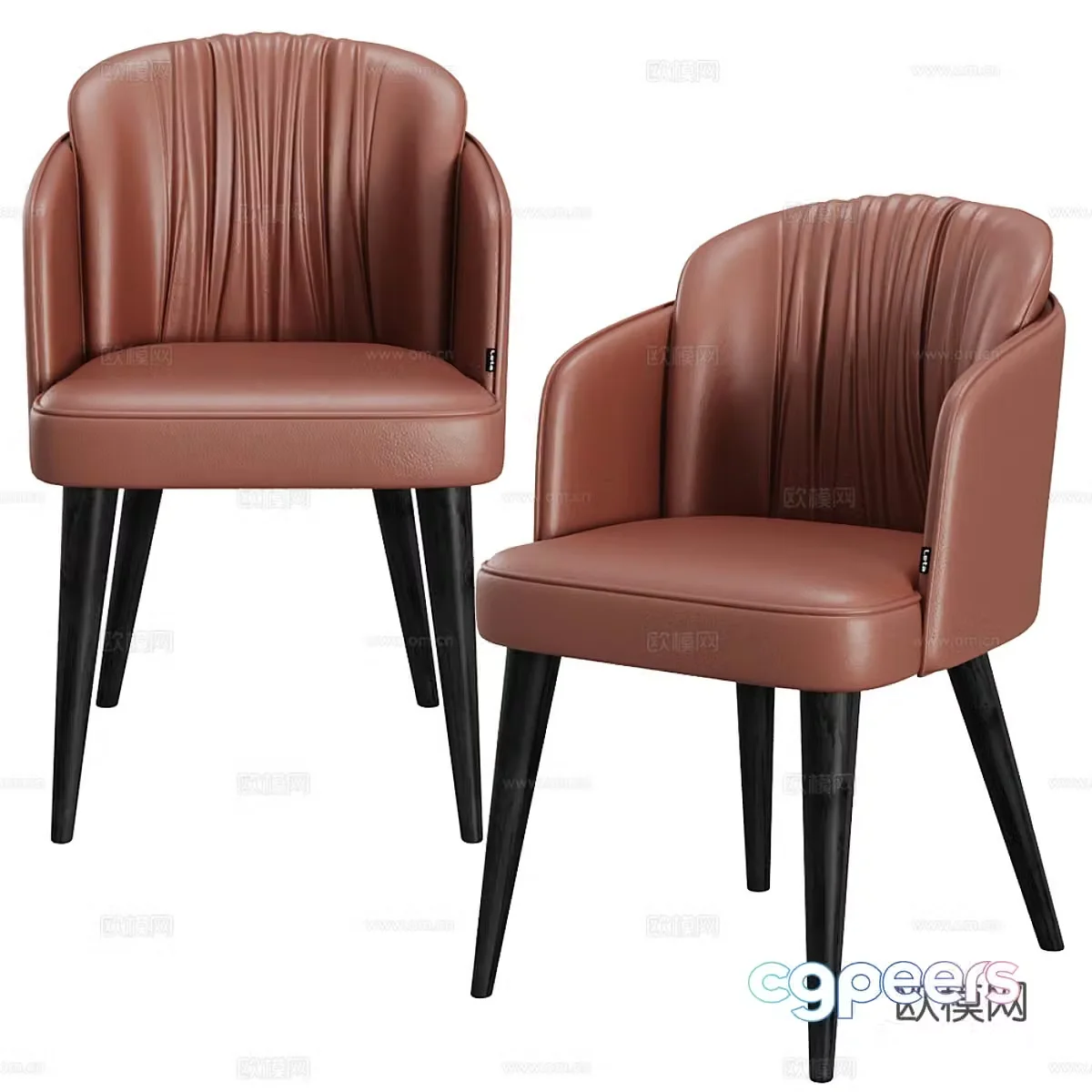 Modern Italian light luxury leather chair 3d model