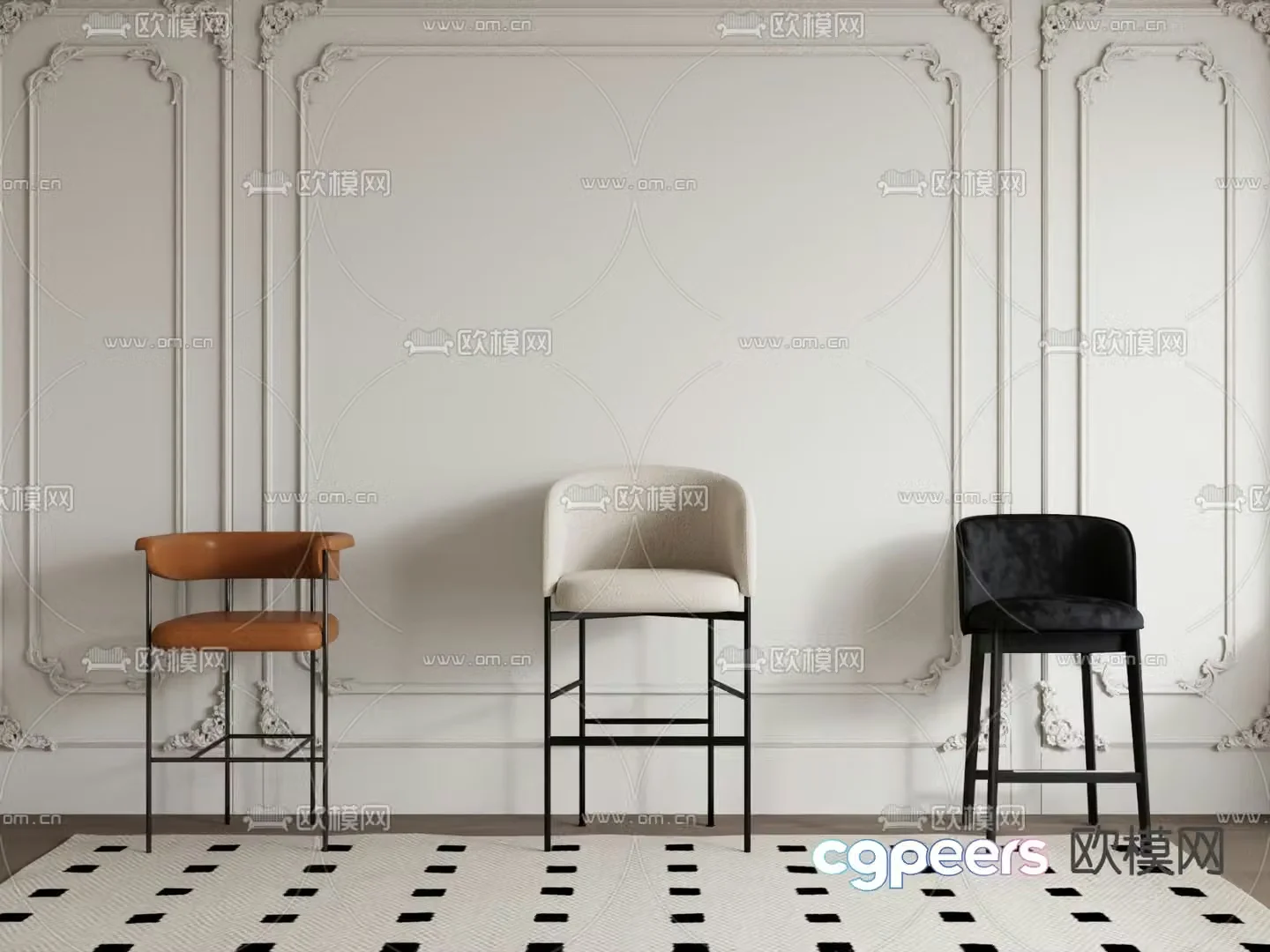 Modern bar stool bar stool 3d model