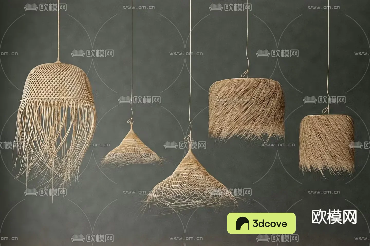Wasabi Chandelier straw styling lamp 3d model