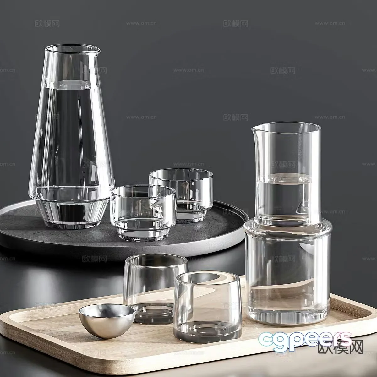 Modern water glass ornaments glass kettle 3d model