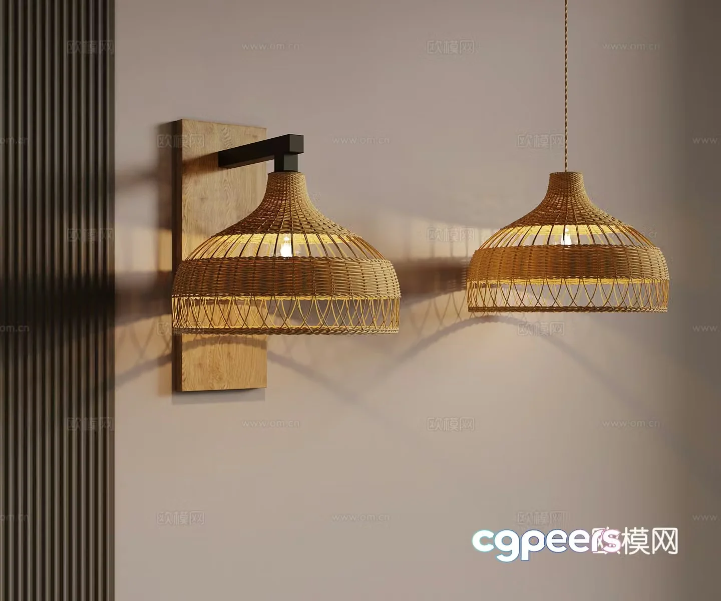 Jijifeng Chandelier Wall lamp Vine weaving lamp 3D model