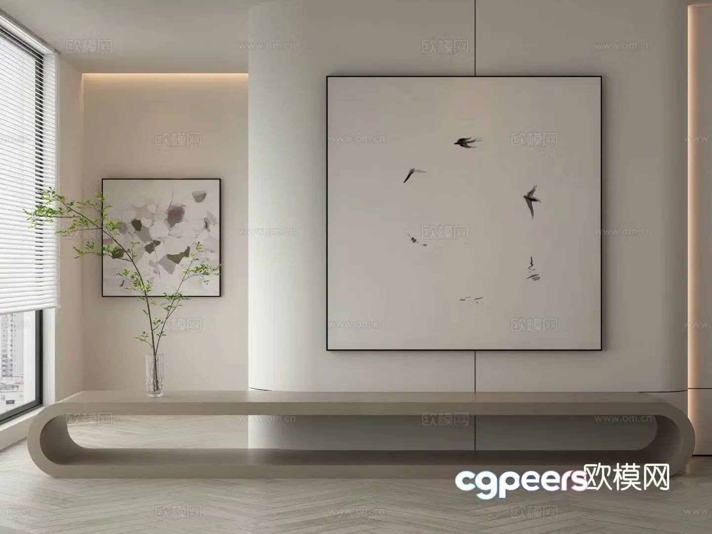 Modern texture painting decorative painting 3d model