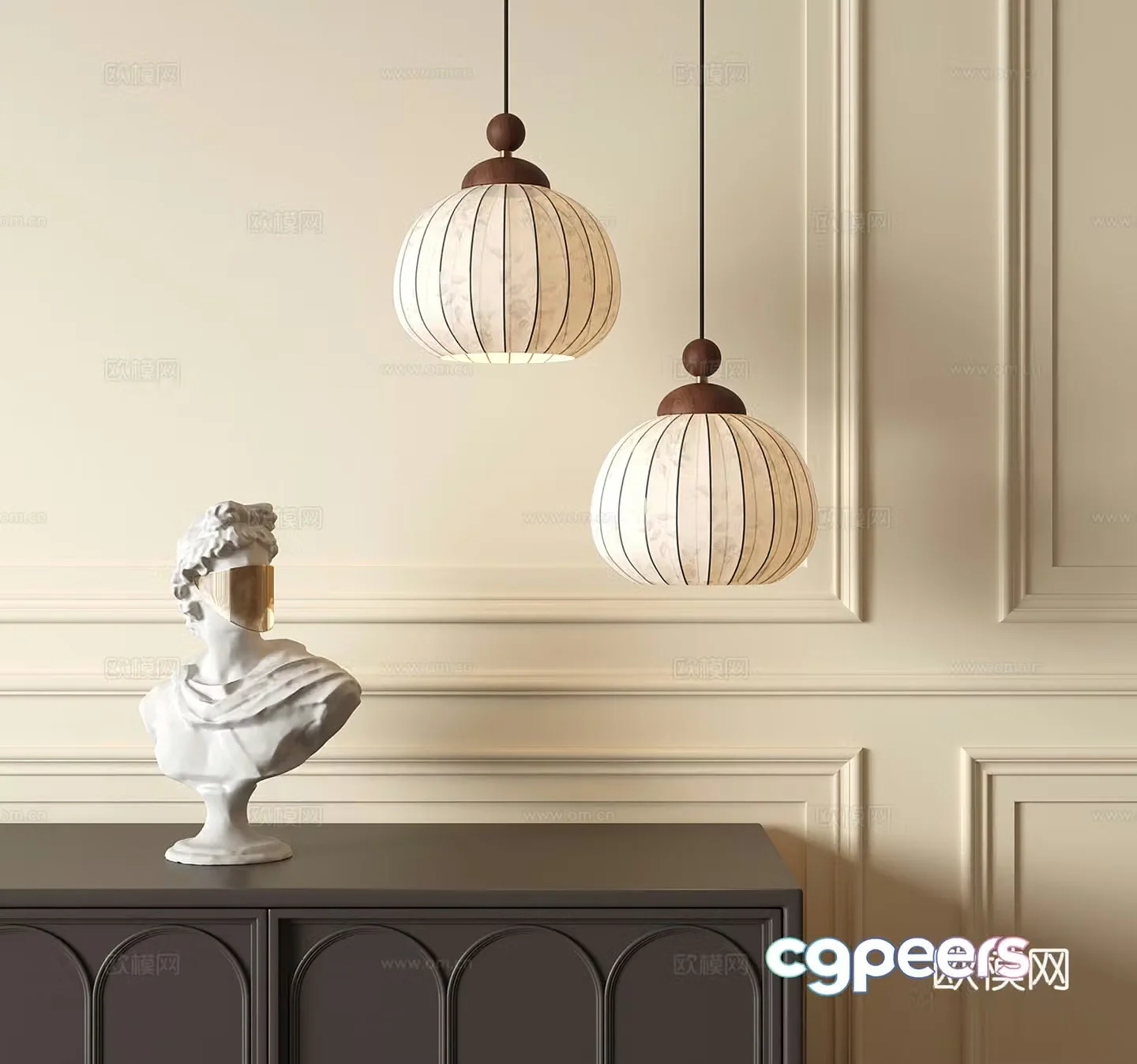 French medieval chandeliers small chandeliers gypsum human sculptures 3D model