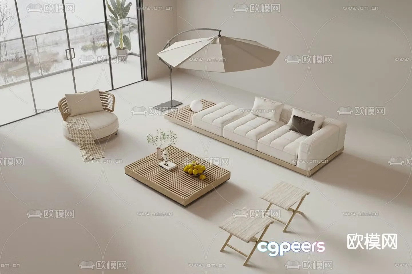 Outdoor sofa modular sofa 3d model