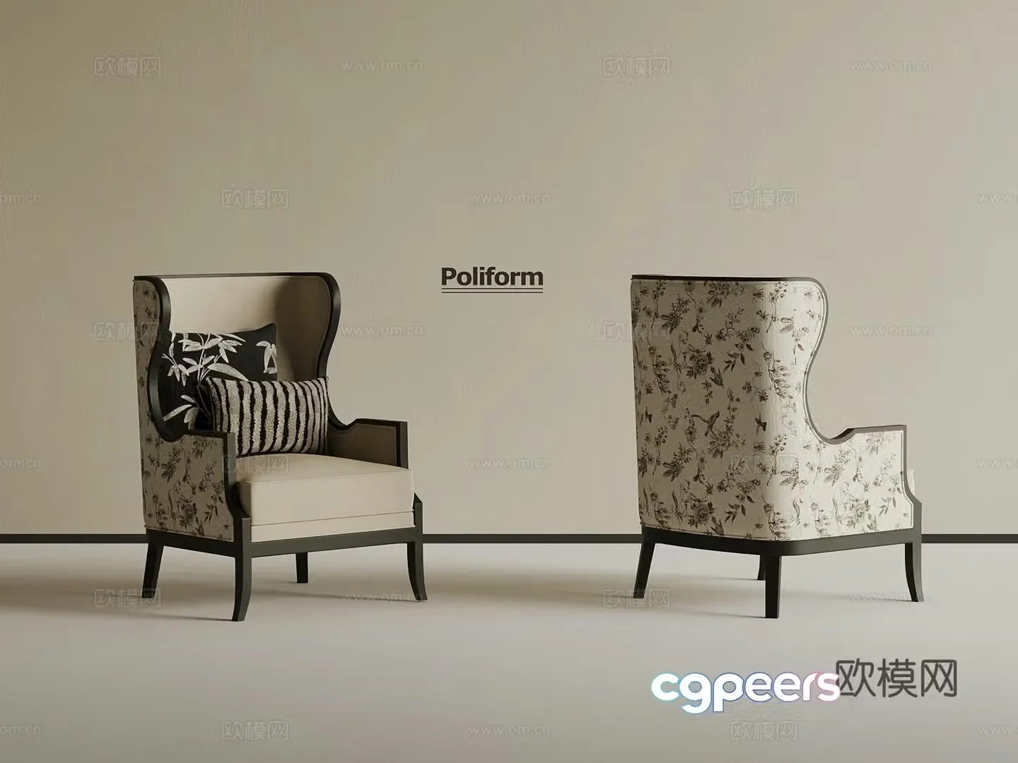 French chair casual chair sofa 3d model