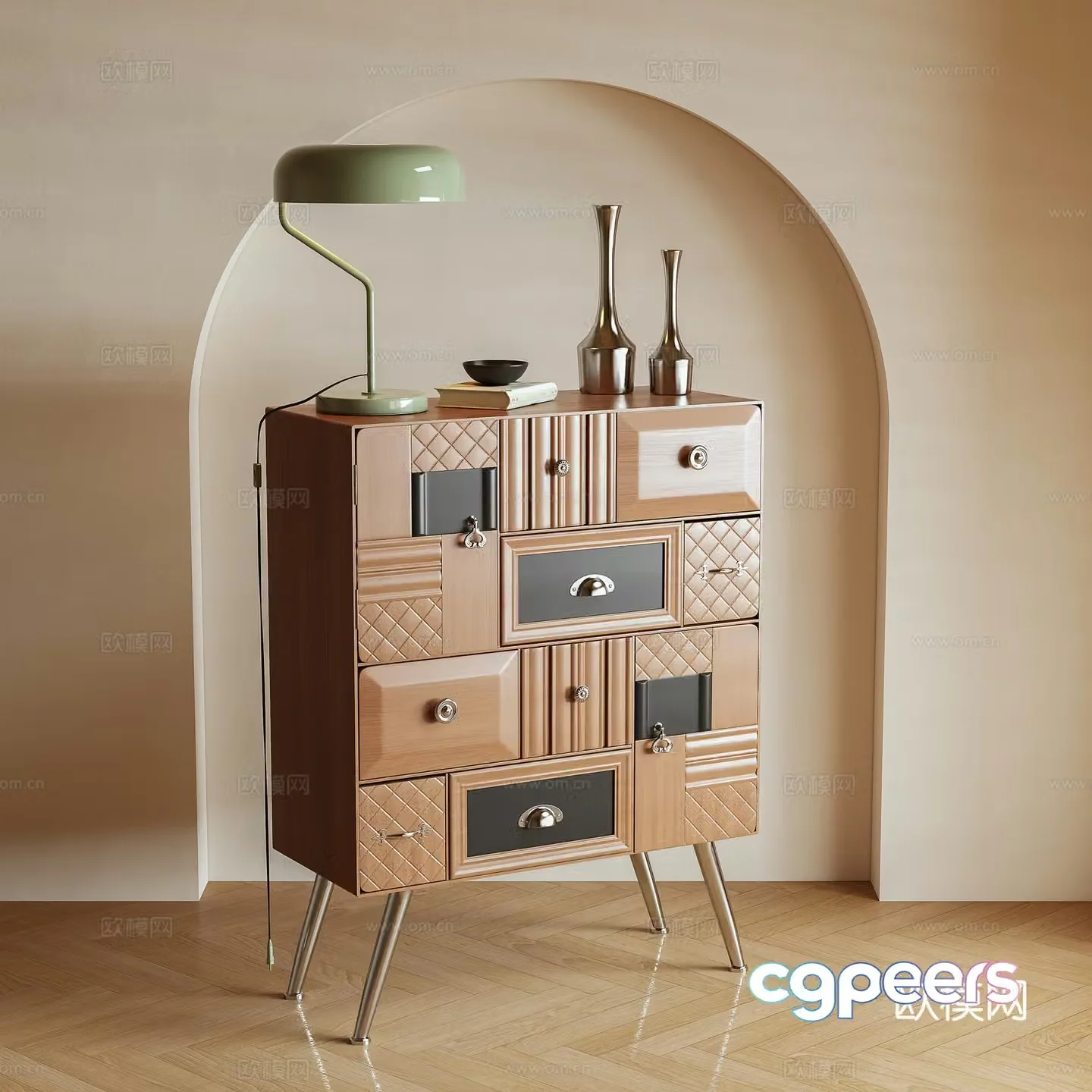 Retro storage cabinet side cabinet 3d model