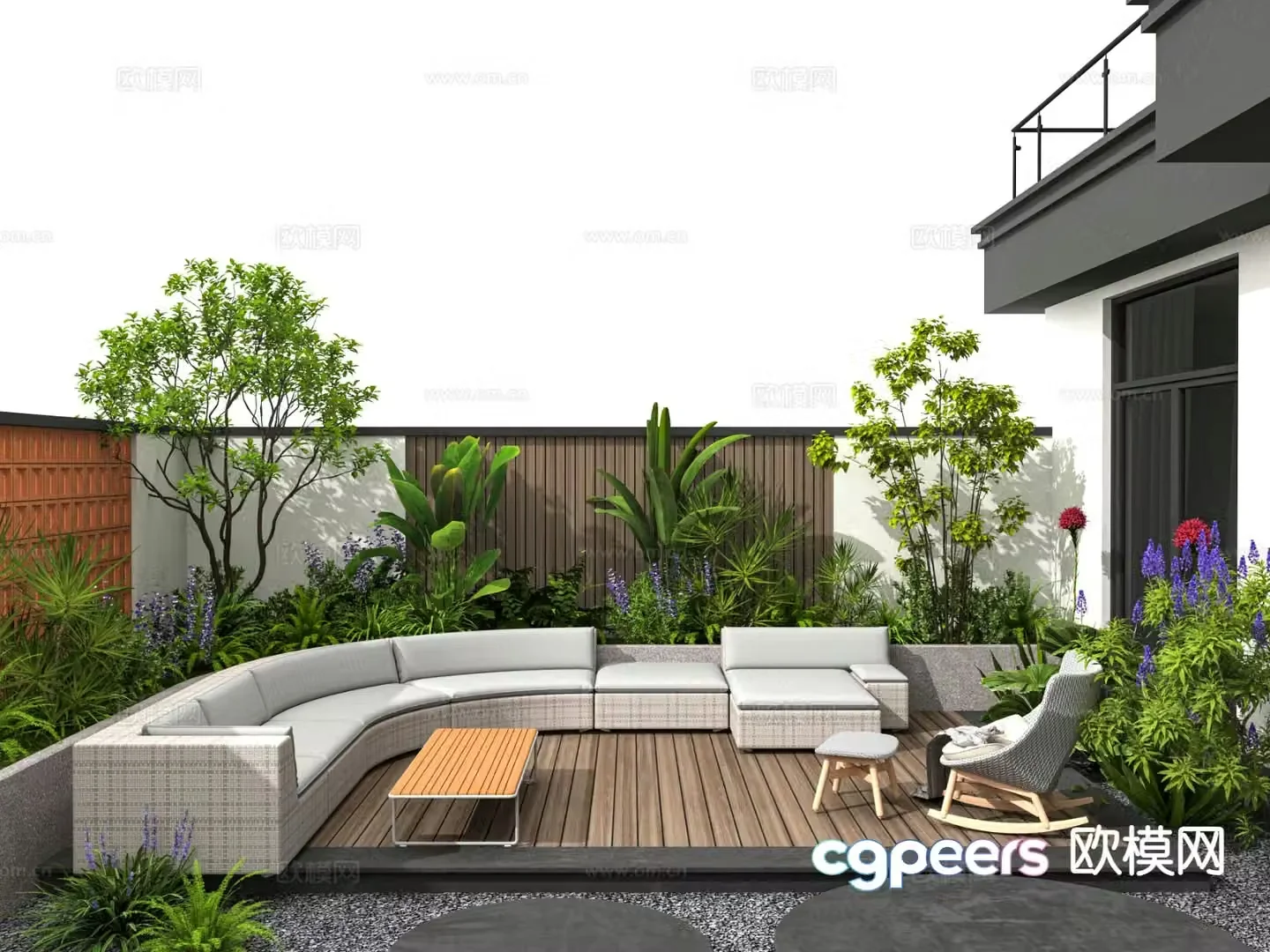 Modern courtyard garden 3d model
