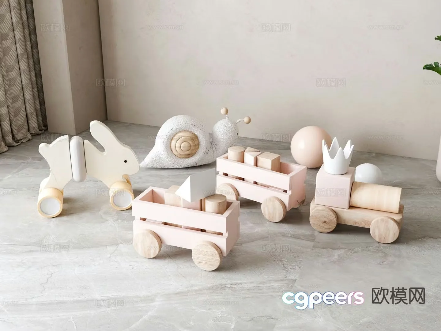 Jane European building block toy rabbit car 3D model