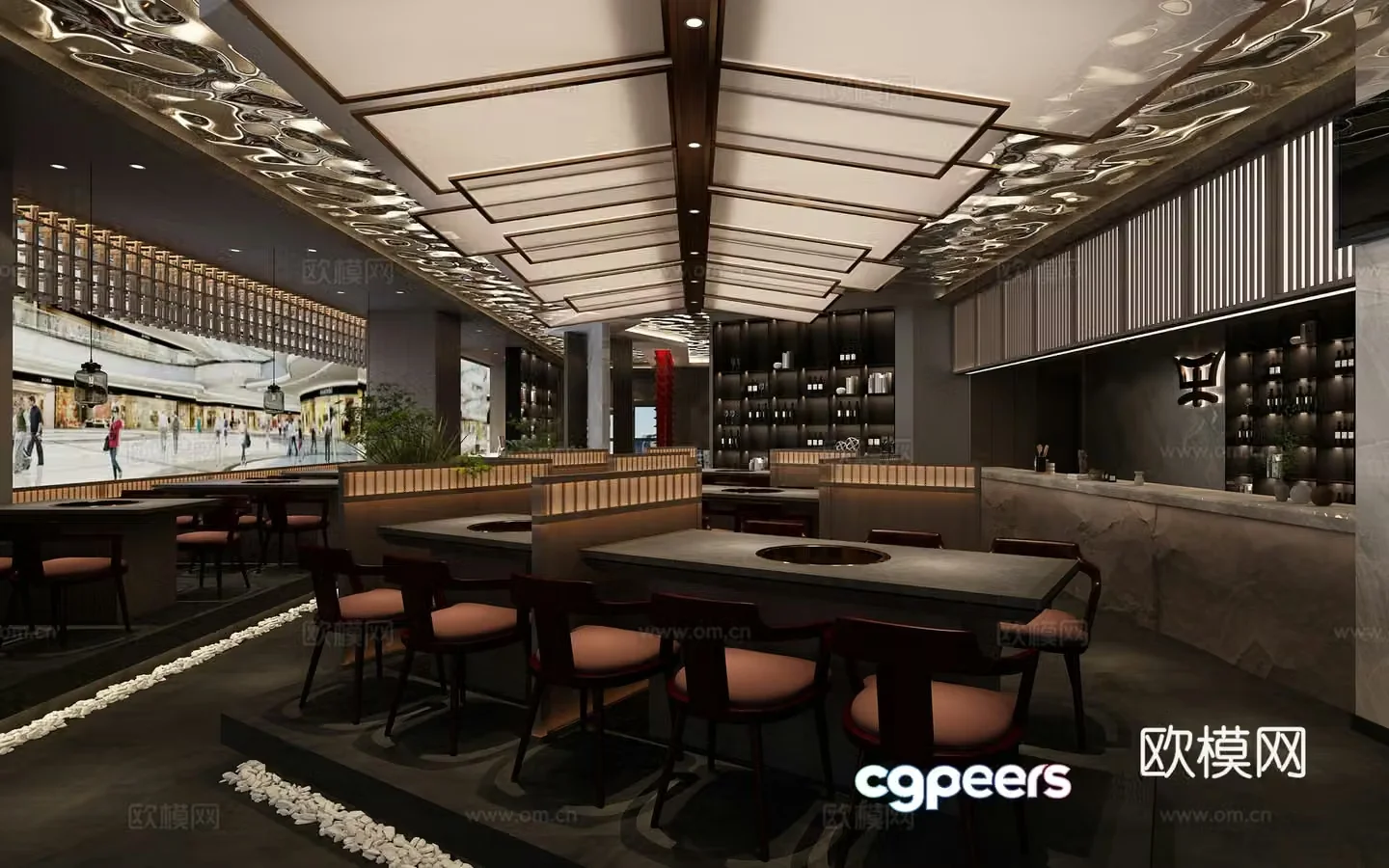Hotpot restaurant barbecue restaurant 3d model