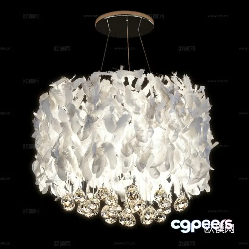Feather crystal chandelier 3d model