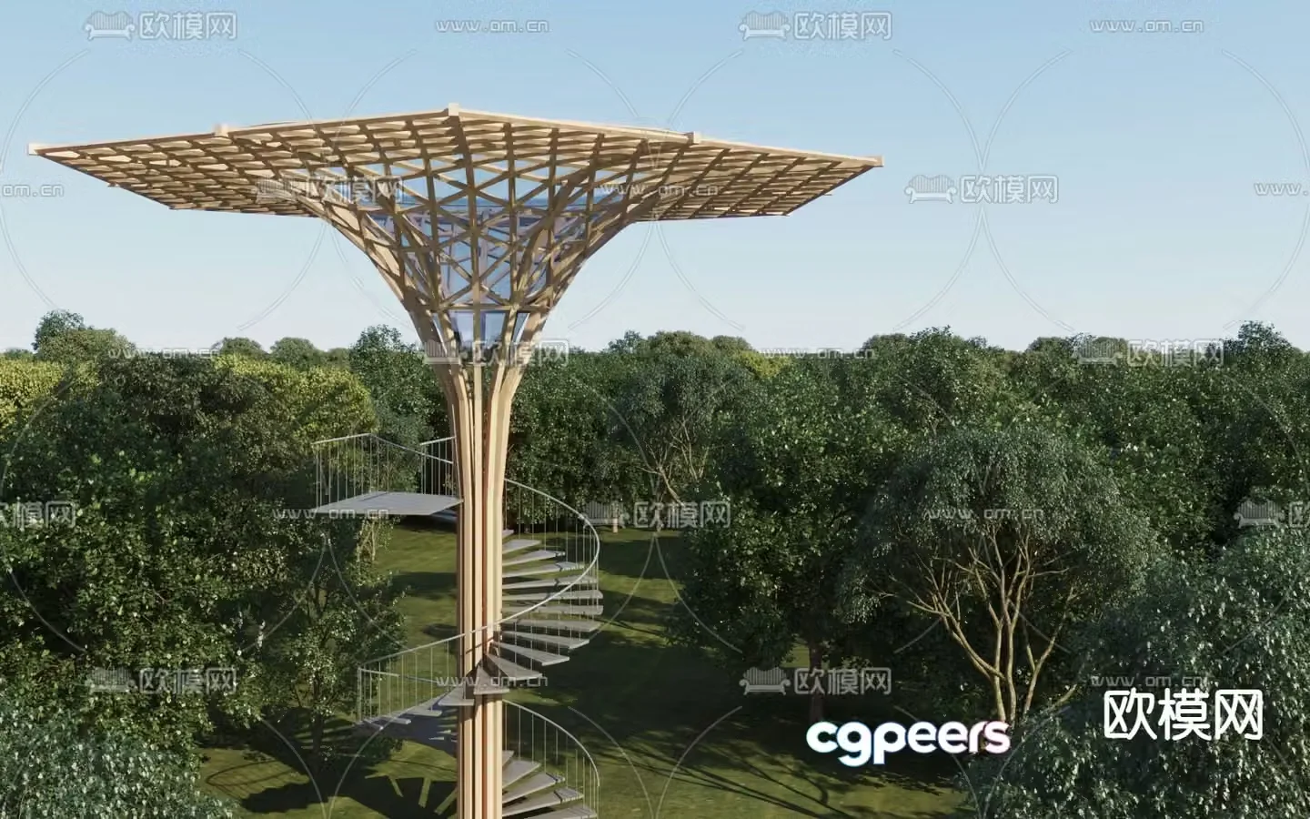 Umbrella landscape platform 3d model