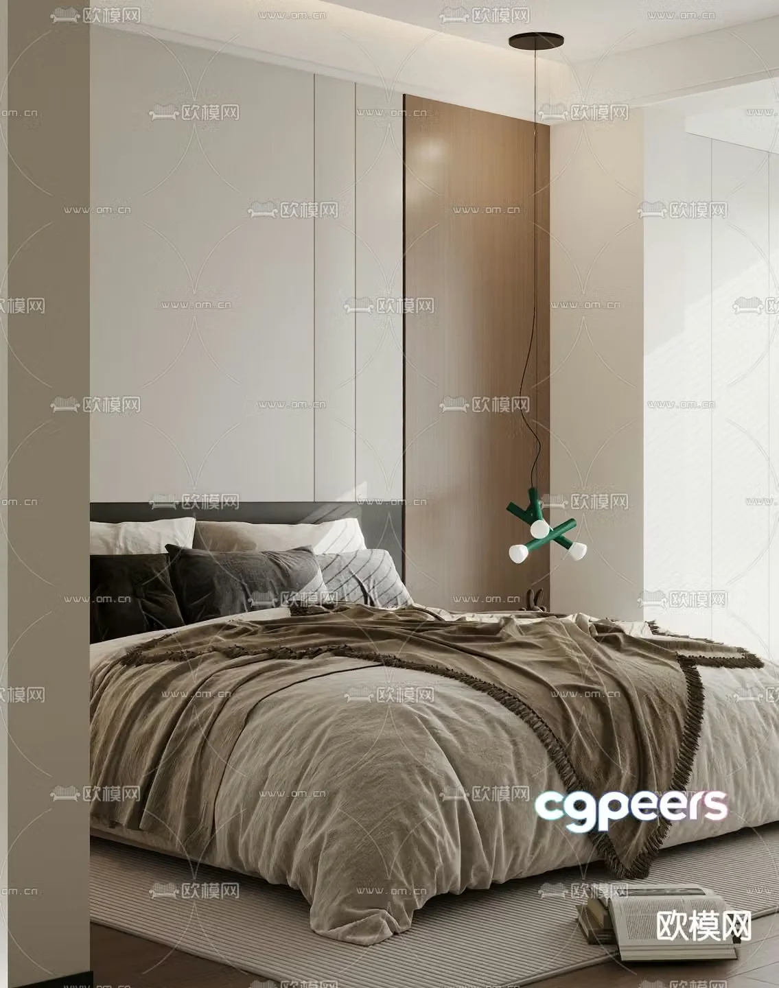 Modern double bed 3d model