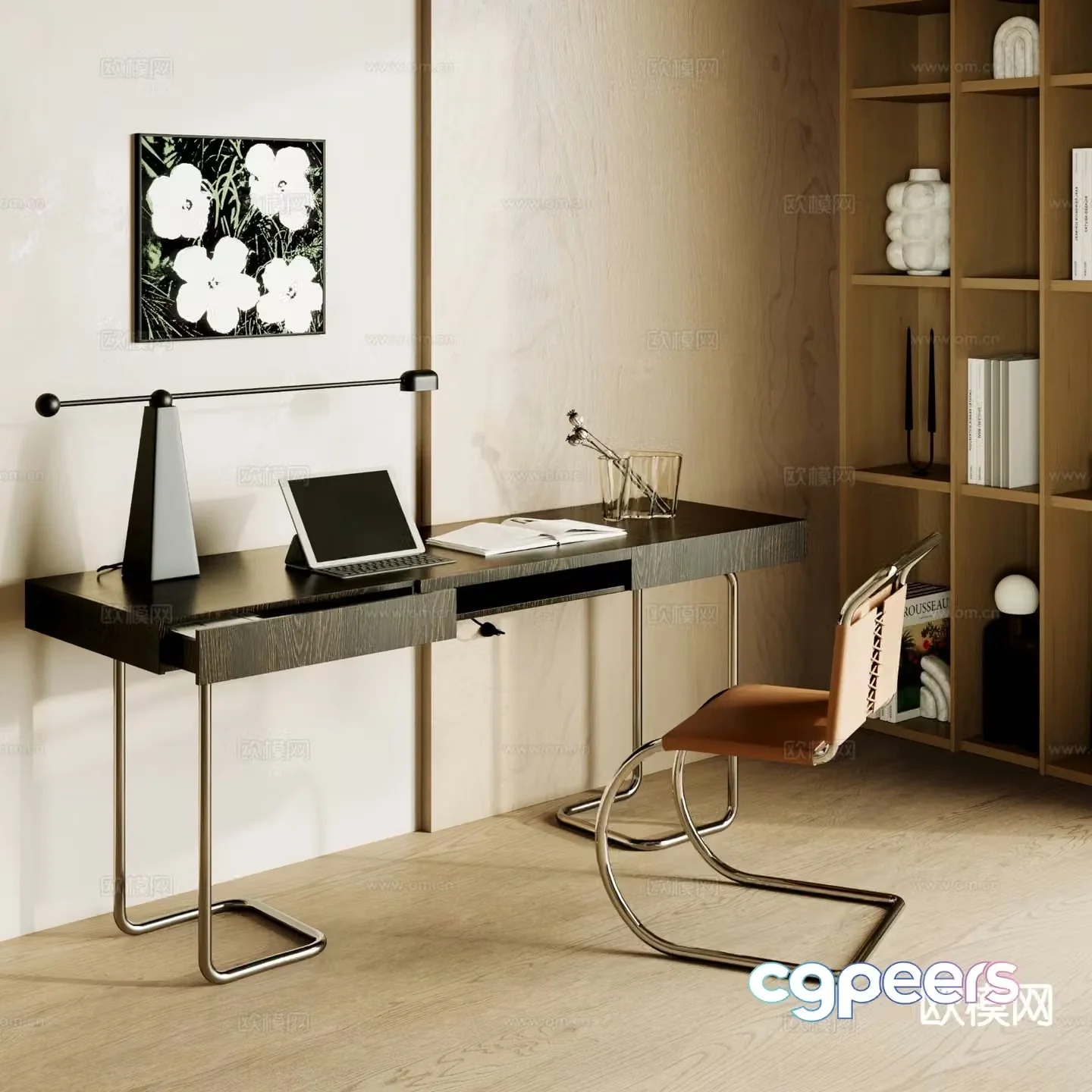Medieval style desk writing desk 3d model