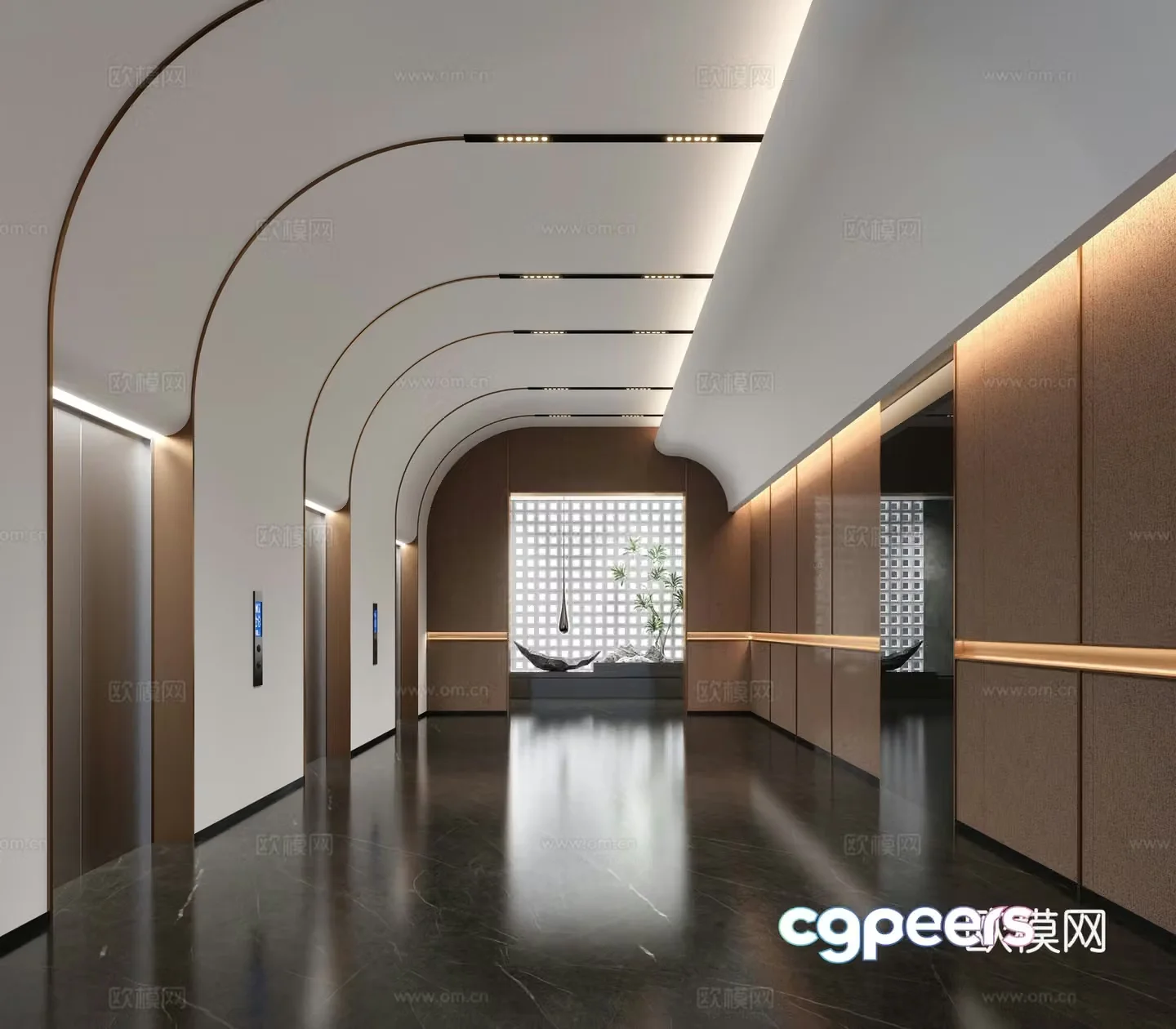 Modern elevator hall elevator hall aisle elevator room 3d model