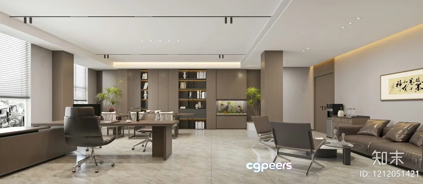 Modern Office Space 3D Model – 3581 – VRAY Render