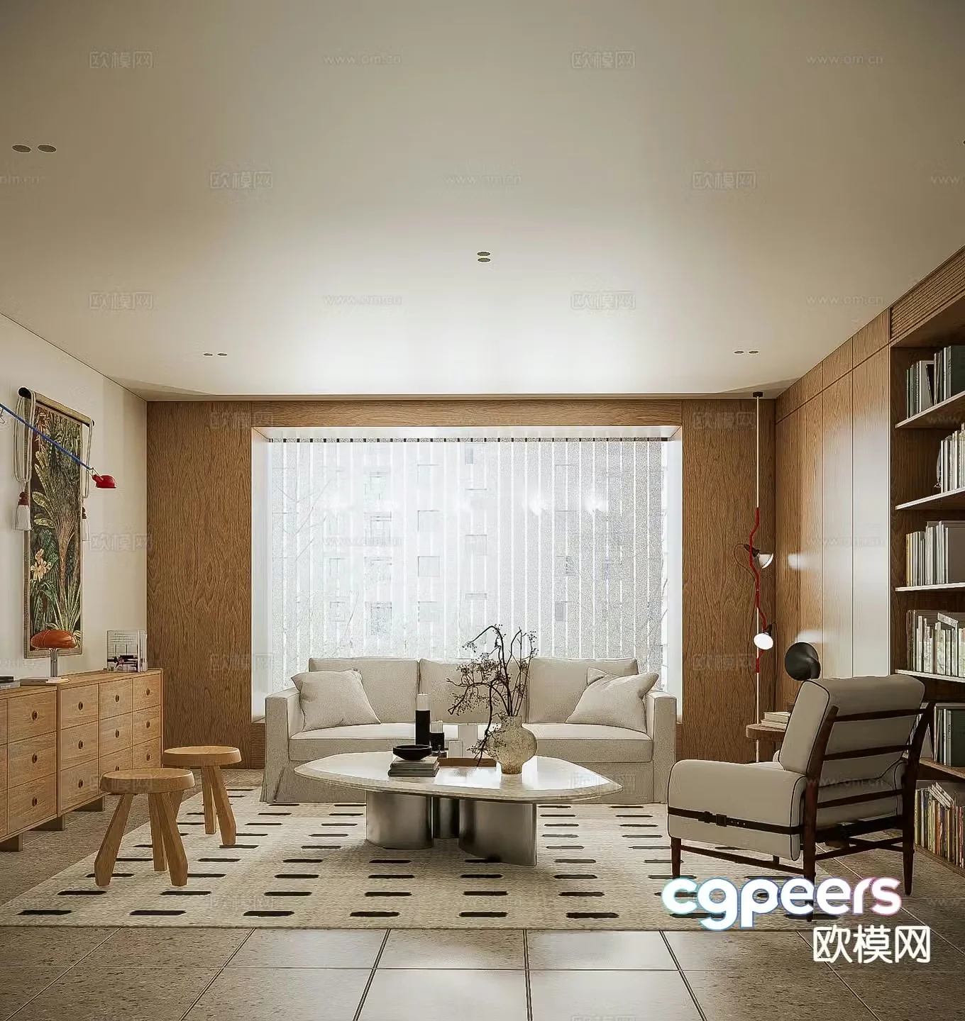 Wabi-sabi living room 3d model