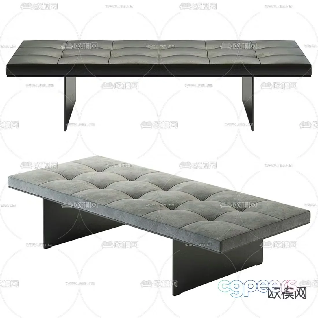 bed end stool footrest 3d model