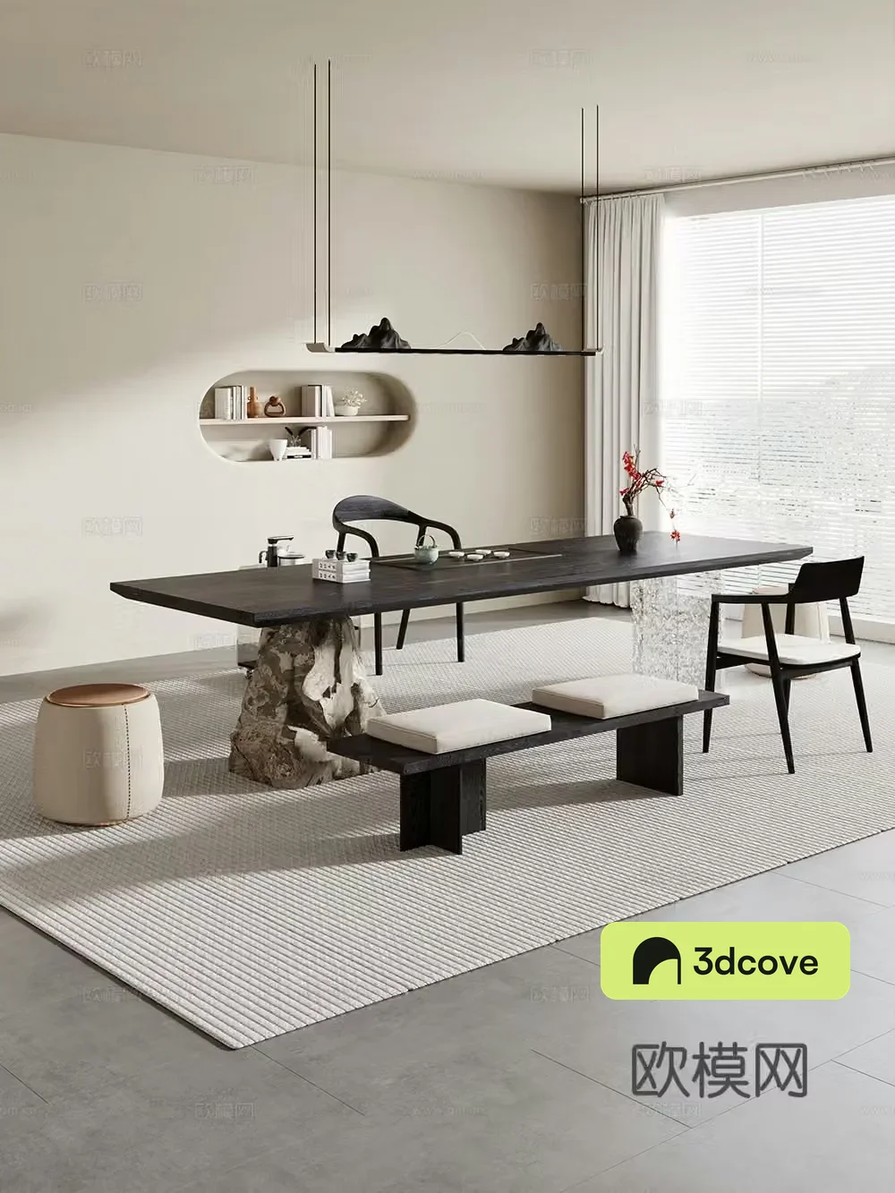 Creamy large plate table tea table and chair combination tea table tea room tea table balcony tea table