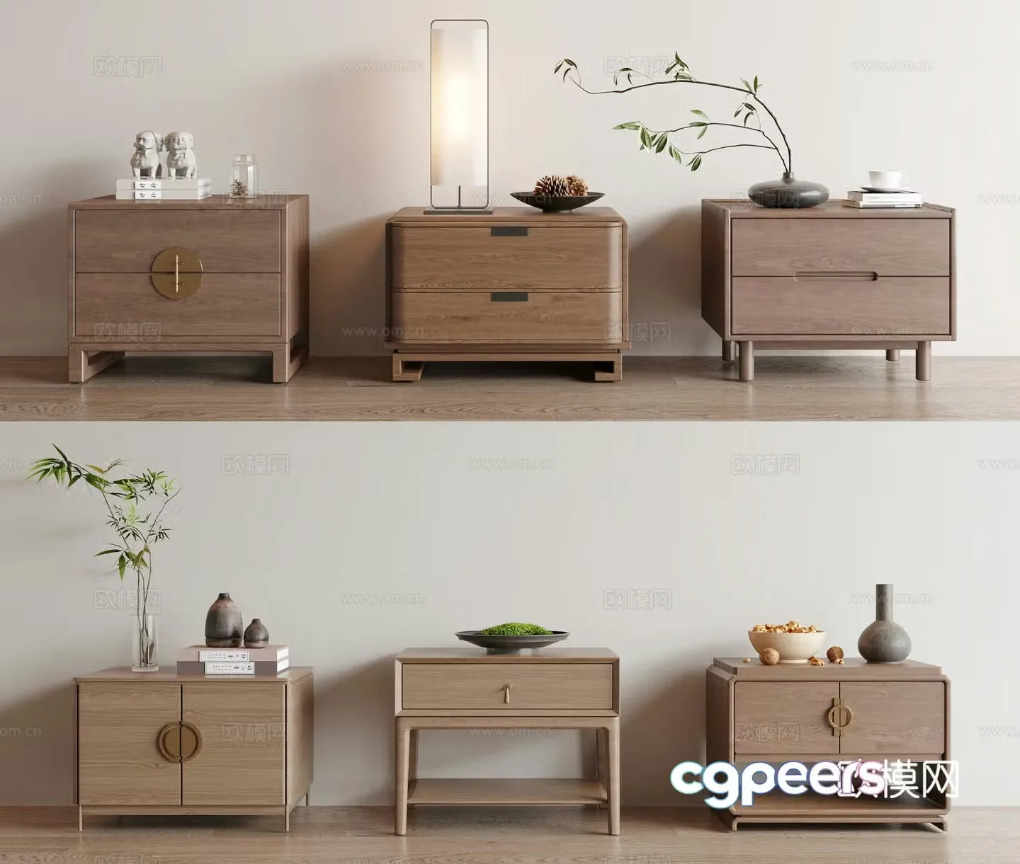 New Chinese Song style bedside table 3D model