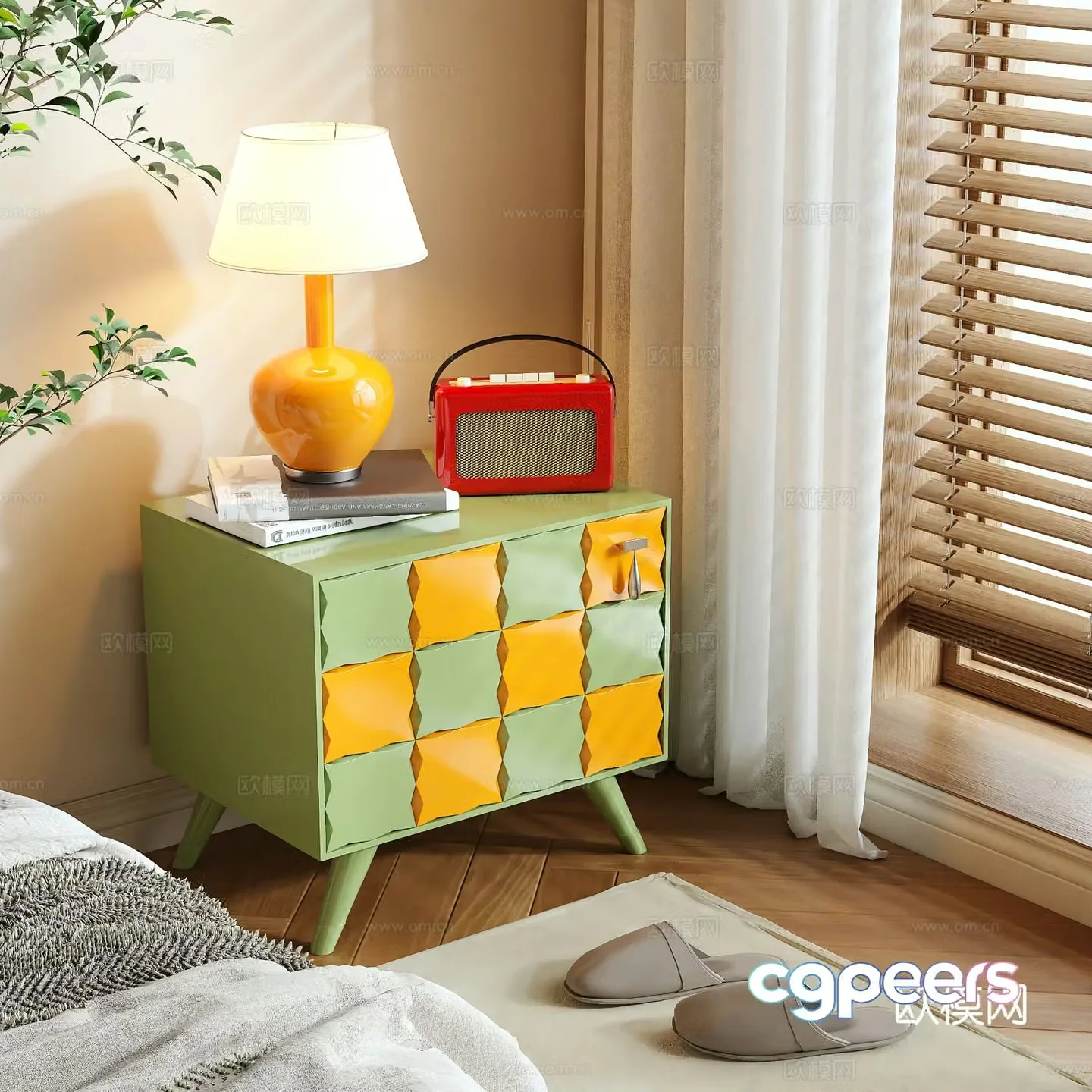 Cream style bedside table 3d model