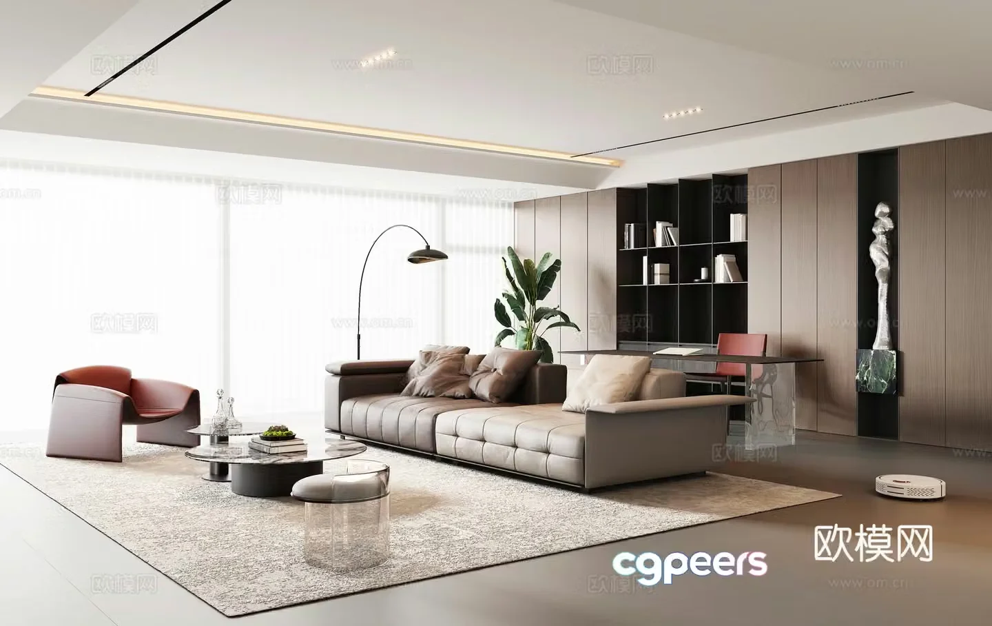 Modern Italian light luxury living room 3D model