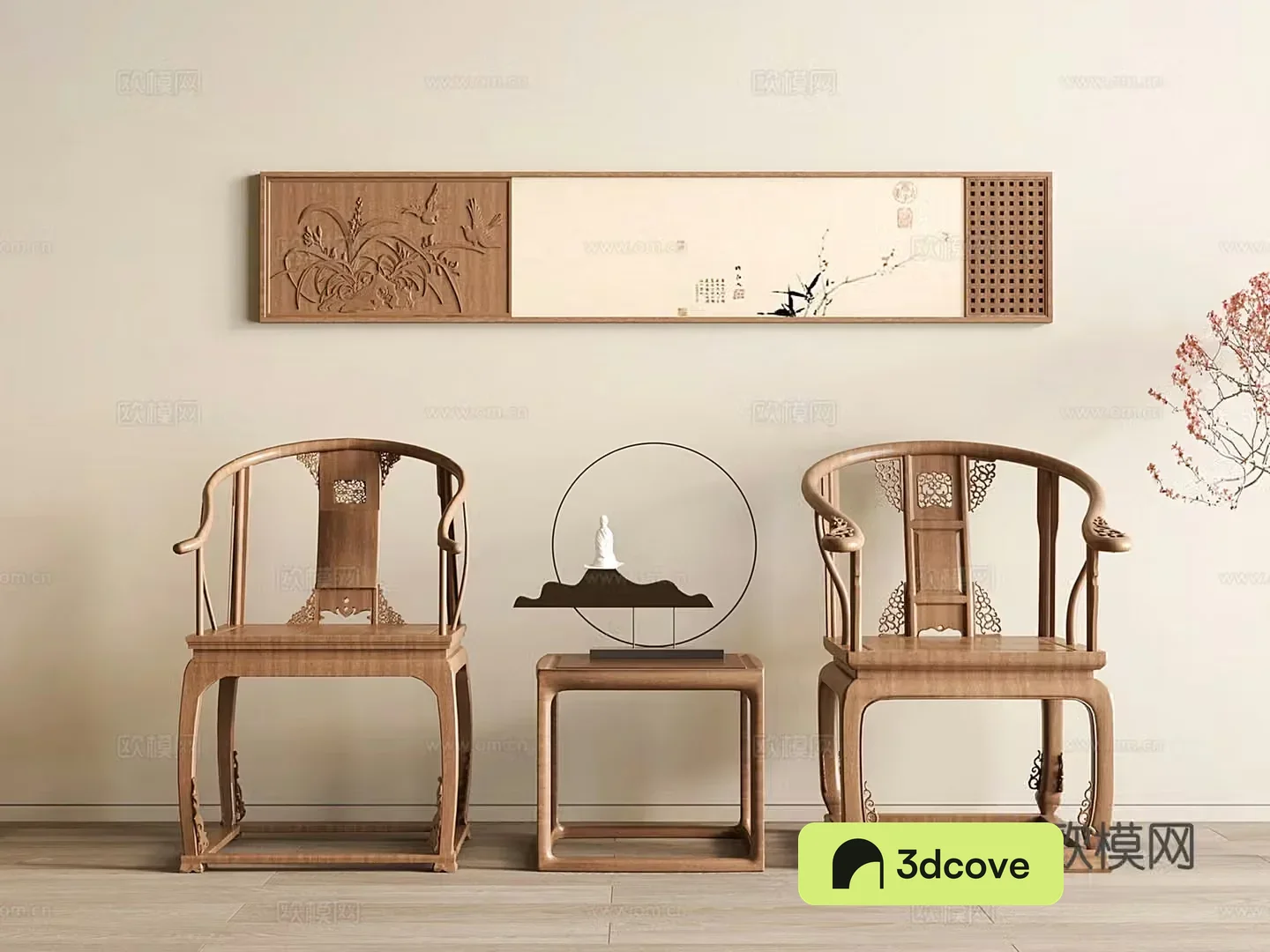 Chinese solid wood palace chair ring chair classical Ming and Qing Taishi chair single chair decorative painting