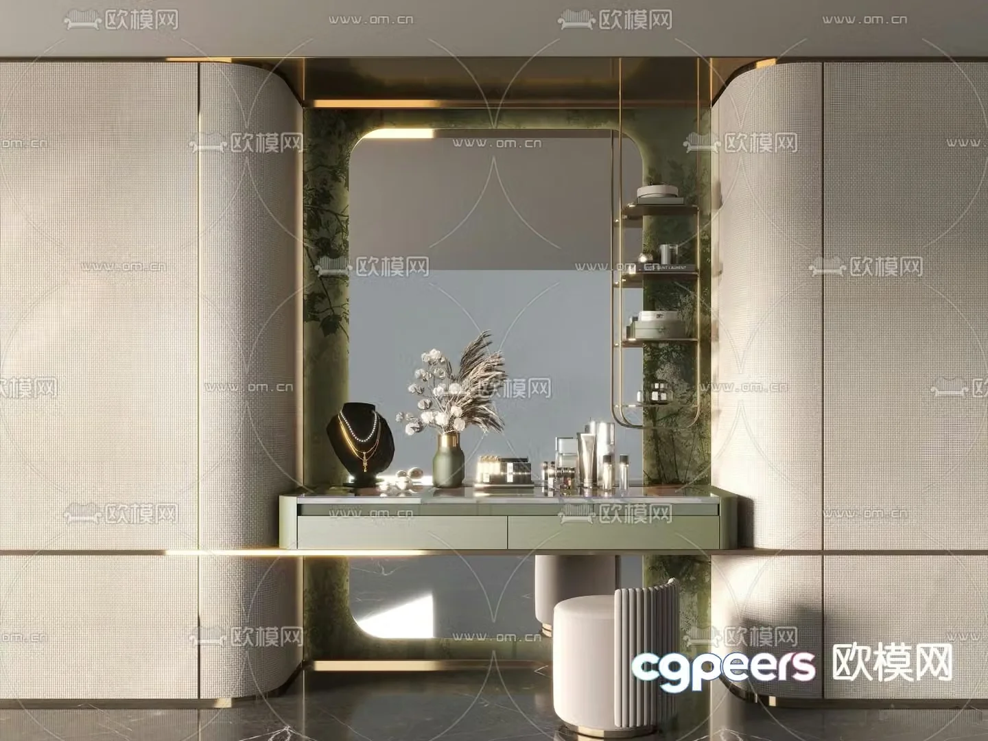 Light luxury dressing table makeup table 3d model
